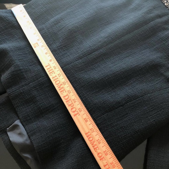 Talbots Black Jeweled Rhinestone Collar Cotton Tweed Blazer Jacket 3/4 Sleeve 16 - Picture 12 of 12